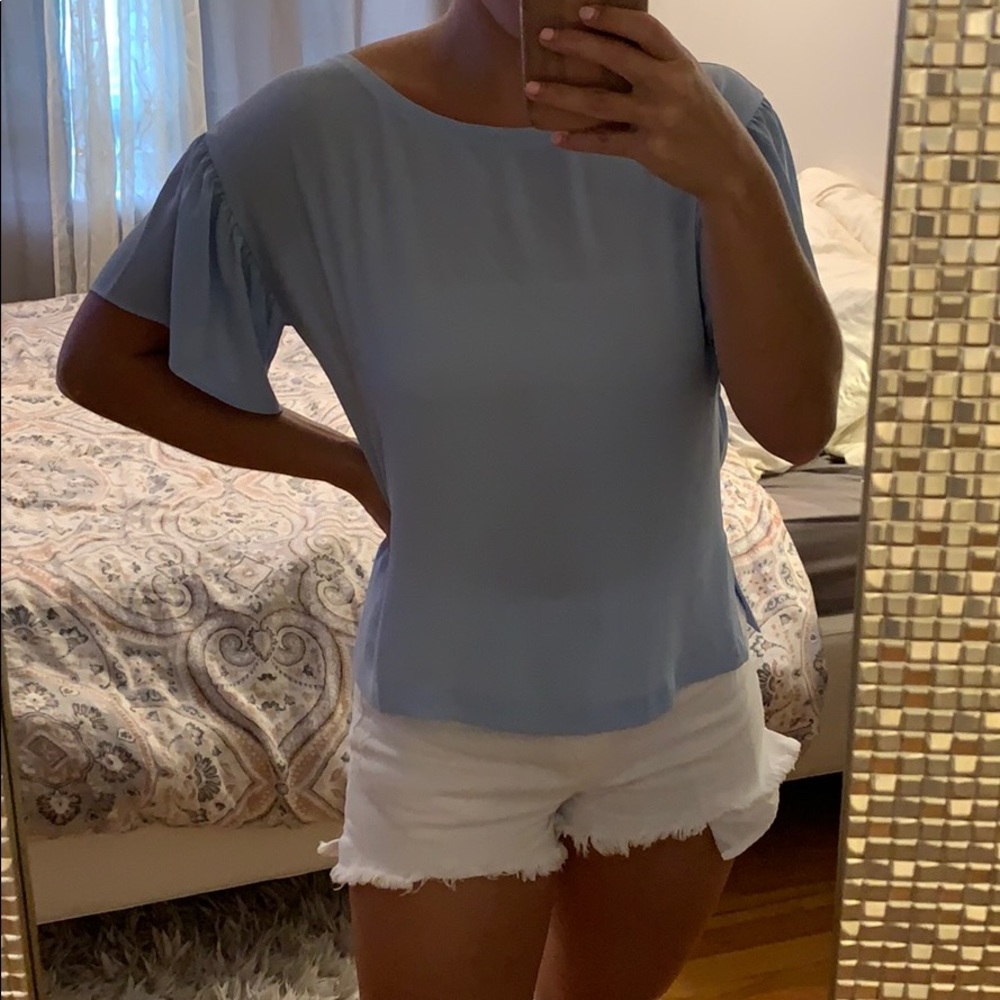 Loft Baby Blue Flowy Top